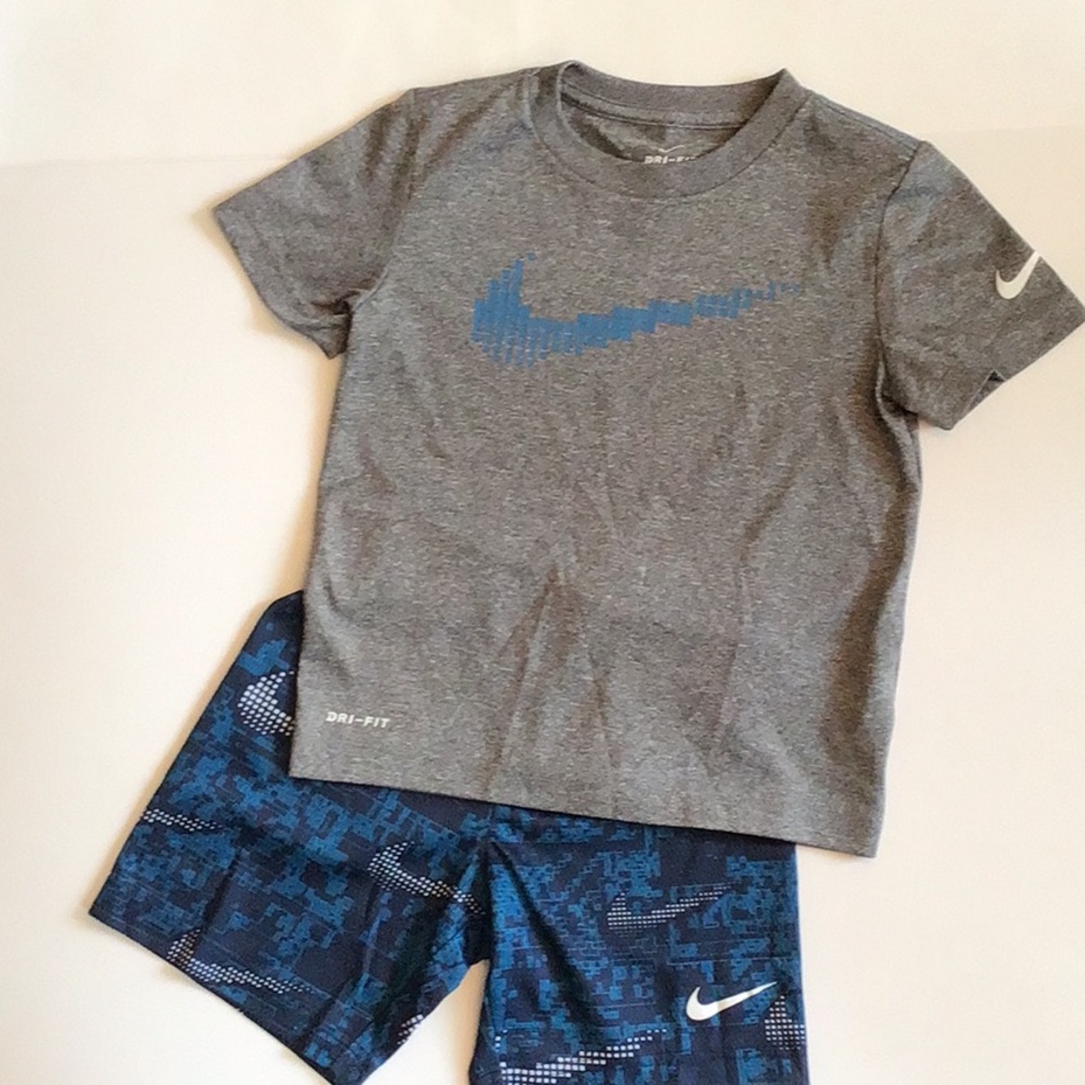 Nike Kids Gray and Blue Dri-Fit Matching Set